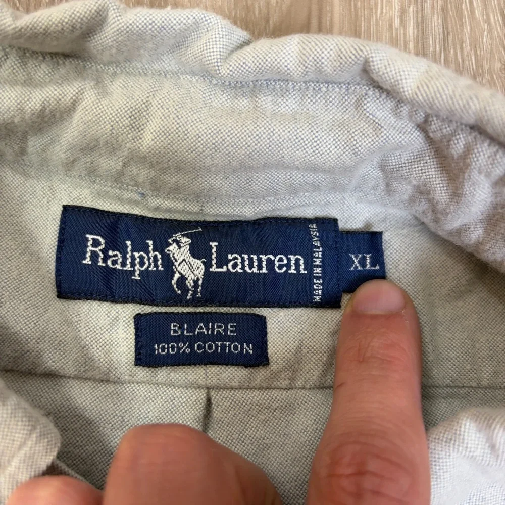 VTG Polo Ralph Lauren Mens Blaire Oxford Button Up Shirt XL Long Sleeve Blue